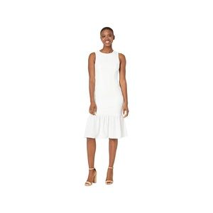 NWT Adrianna Papell Textured Crepe Flounce Midi Dress